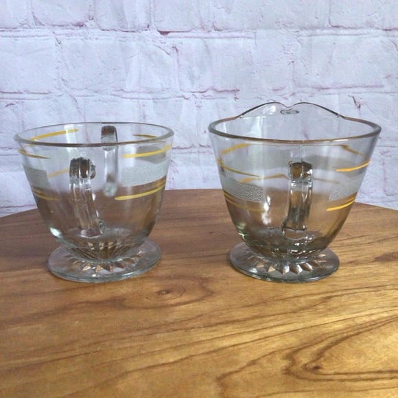 Vintage Bartlett Collins Glass Open Sugar Bowl and Creamer Set - Picture 4 of 10
